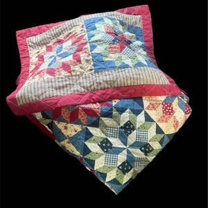 Queen Size Country Comforter Set, 1 Sham Burgundy, Colorful Colors 105”X85”